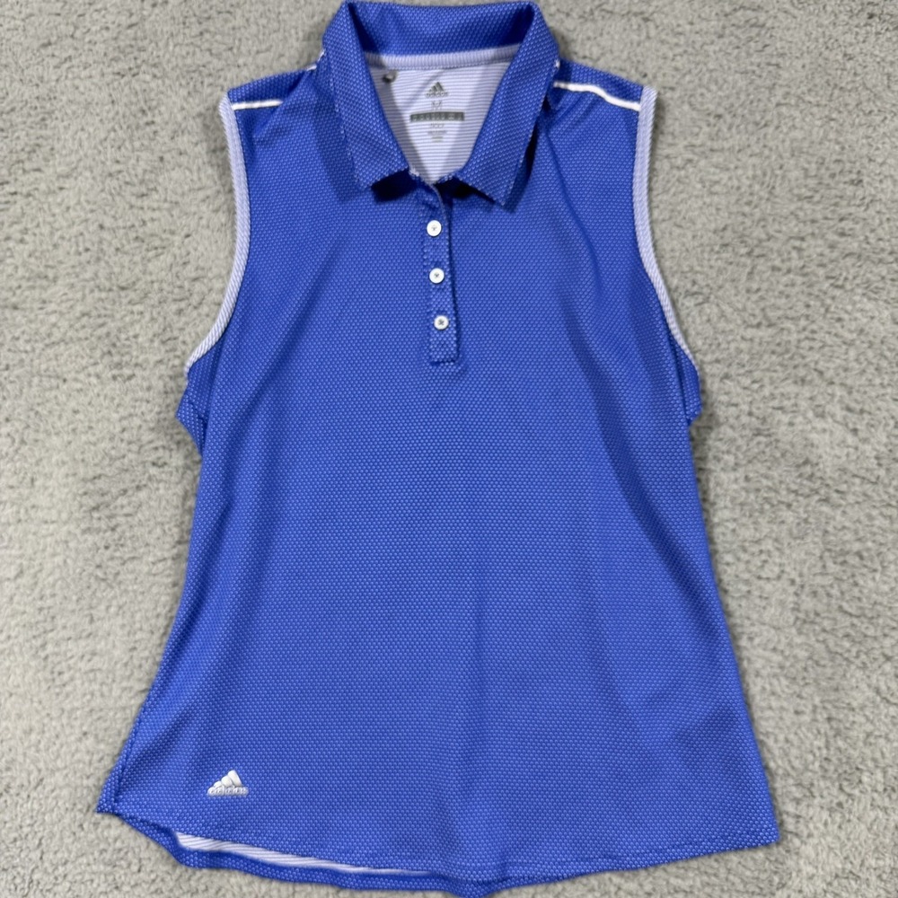 Adidas Golf Polo Shirt Womens Medium Sleeveless Blue